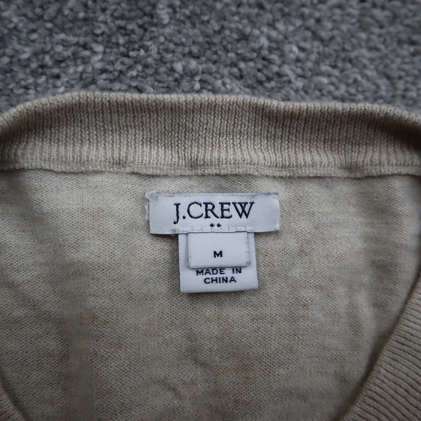 J Crew Womens Cardigan Sweater Front Button Long Sleeve Crew Neck Beige Size M