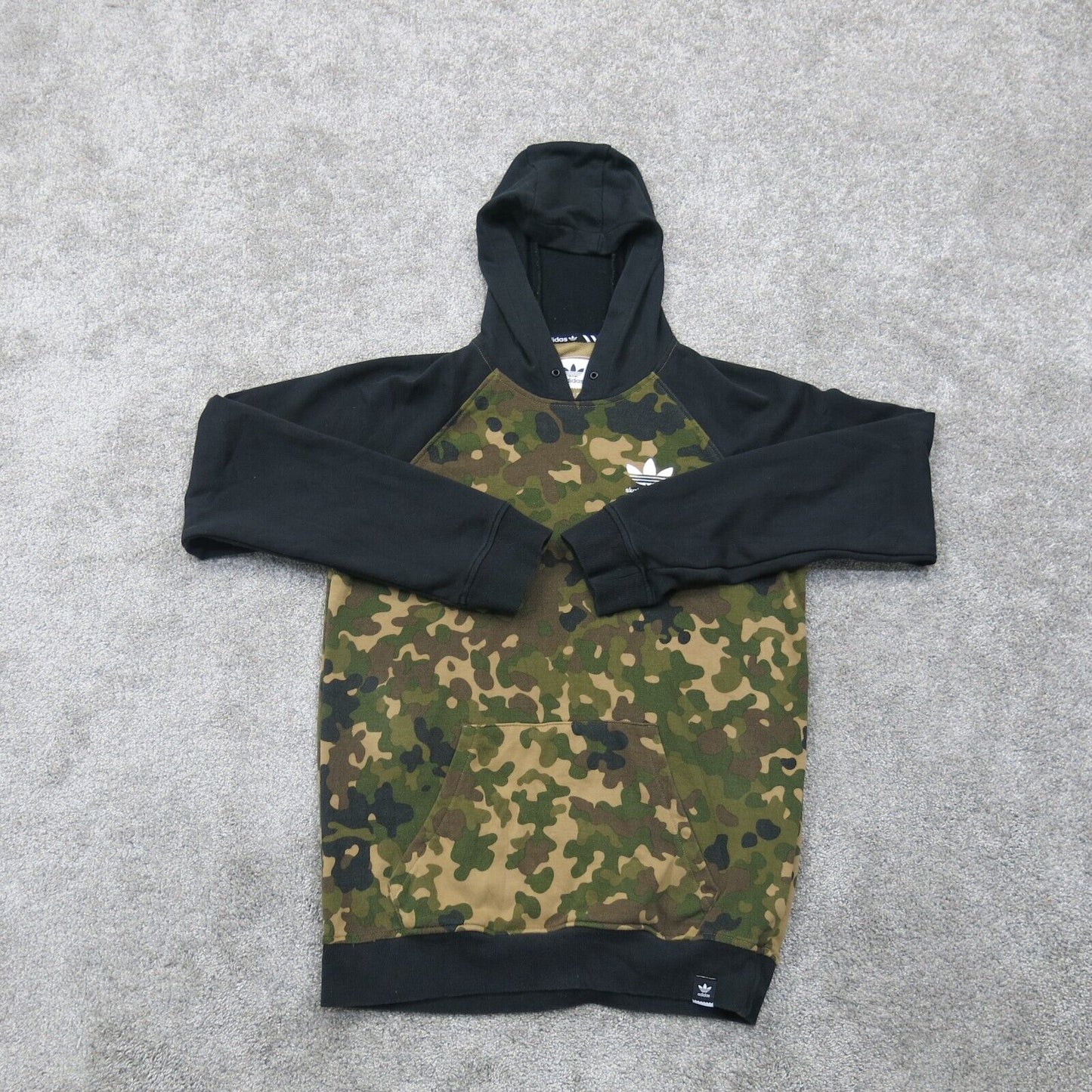 Adidas Mens Hooded Jacket Skateboarding Full Pullover Army Print Black Size S