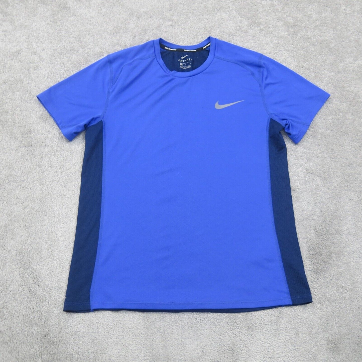 Nike Dri Fit Mens Crew Neck Sports T Shirt Short Sleeves Logo Blue Size Medium