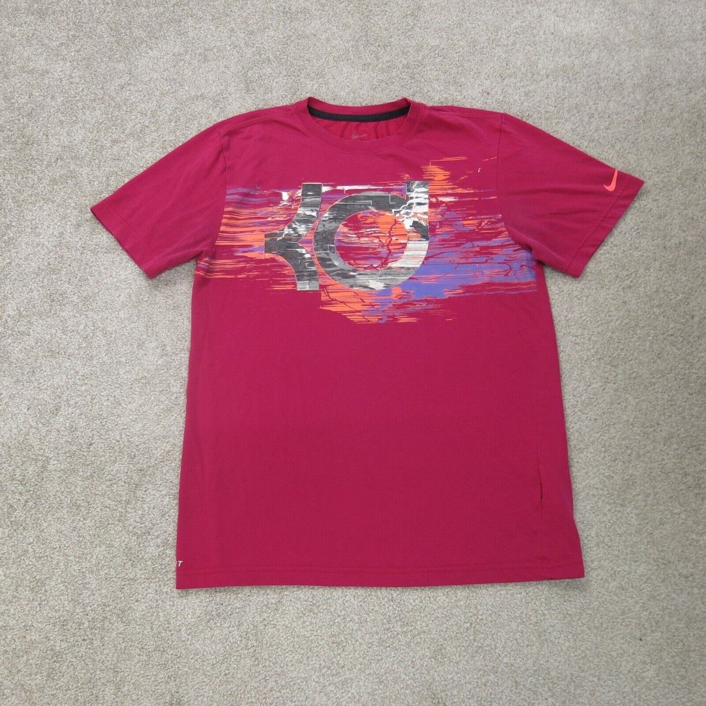 Nike Shirt Mens Small Pink Crew Neck Graphic Tee Lightweight Outdoors Dri Fit