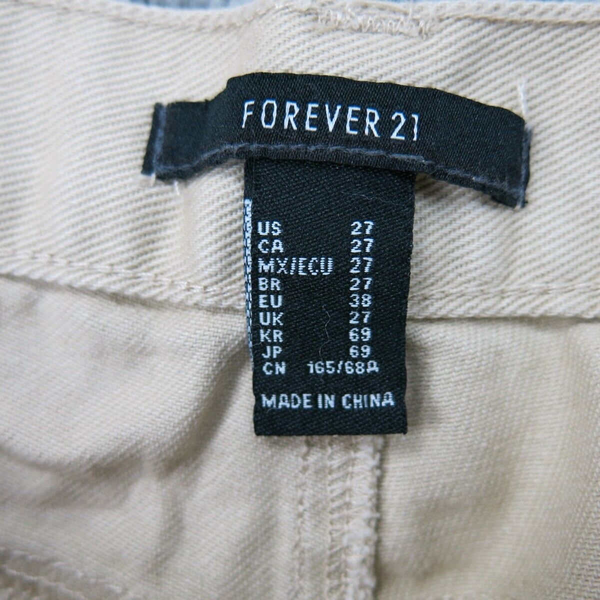 NWT Forever 21 Womens Denim Pants Mid Rise Pockets Beige Khaki Size 27