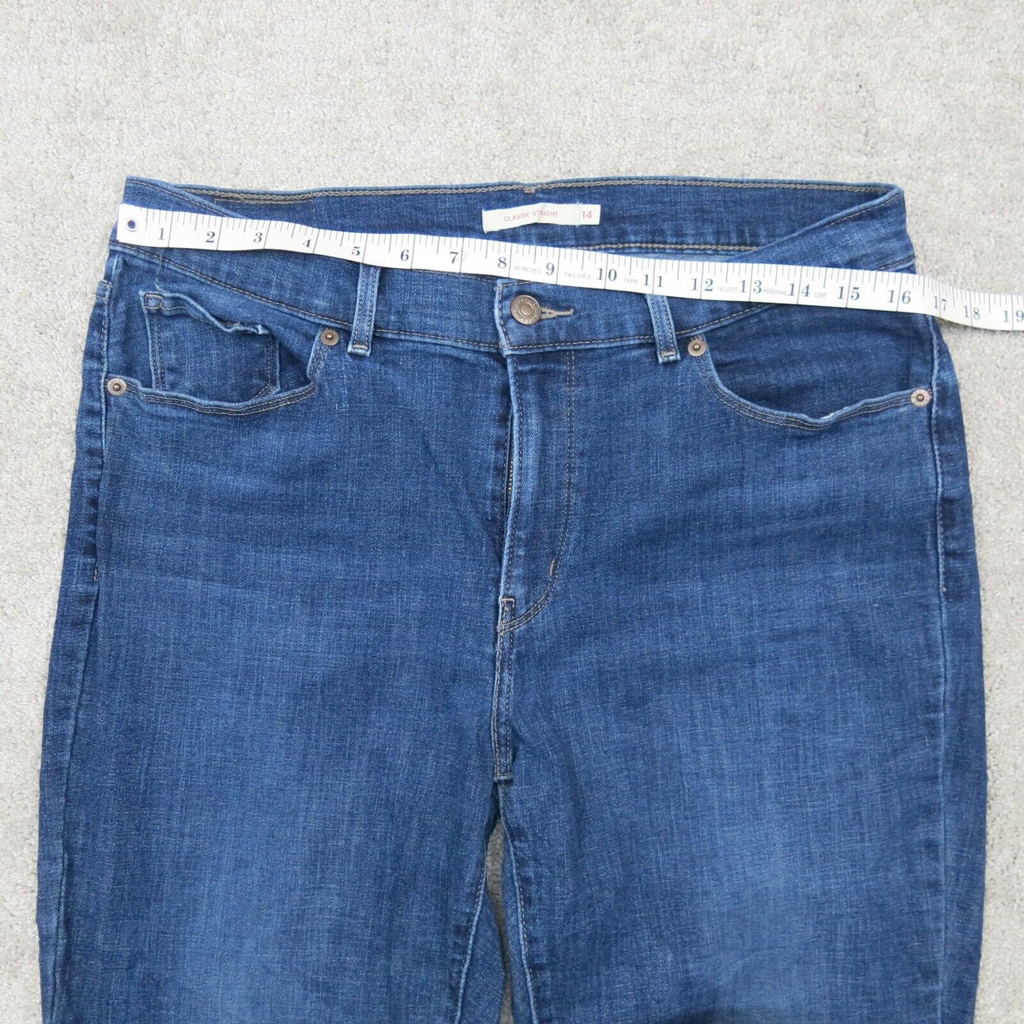 Levis Mens Classic Straight Leg Jeans Mid Rise Cotton Pockets Blue Size W32XL30
