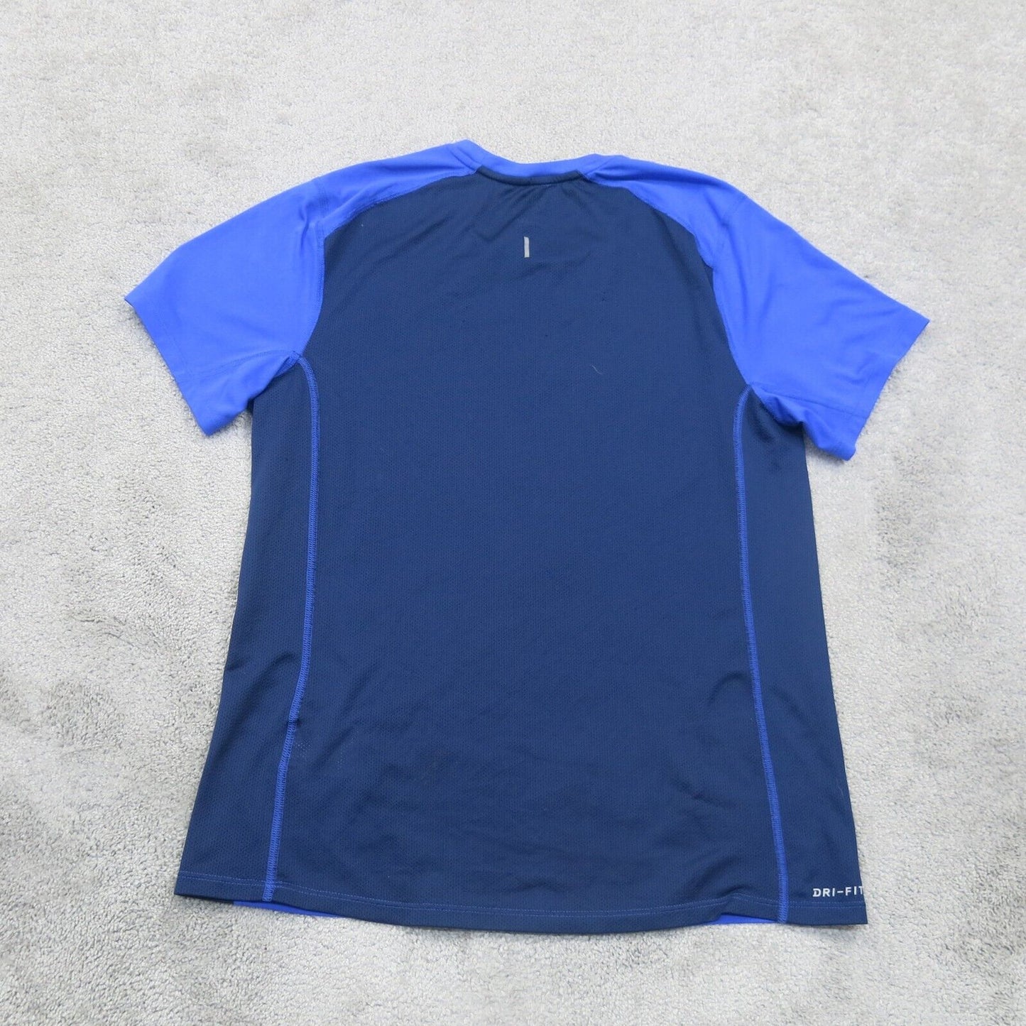 Nike Dri Fit Mens Crew Neck Sports T Shirt Short Sleeves Logo Blue Size Medium