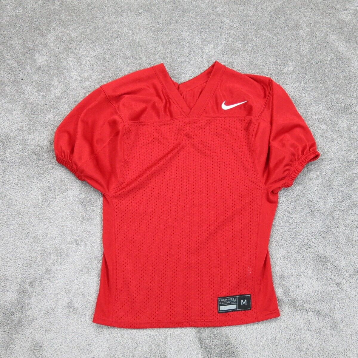 Nike Womens Pullover T Shirt Top Puff Sleeves V Neck Solid Red Size Medium