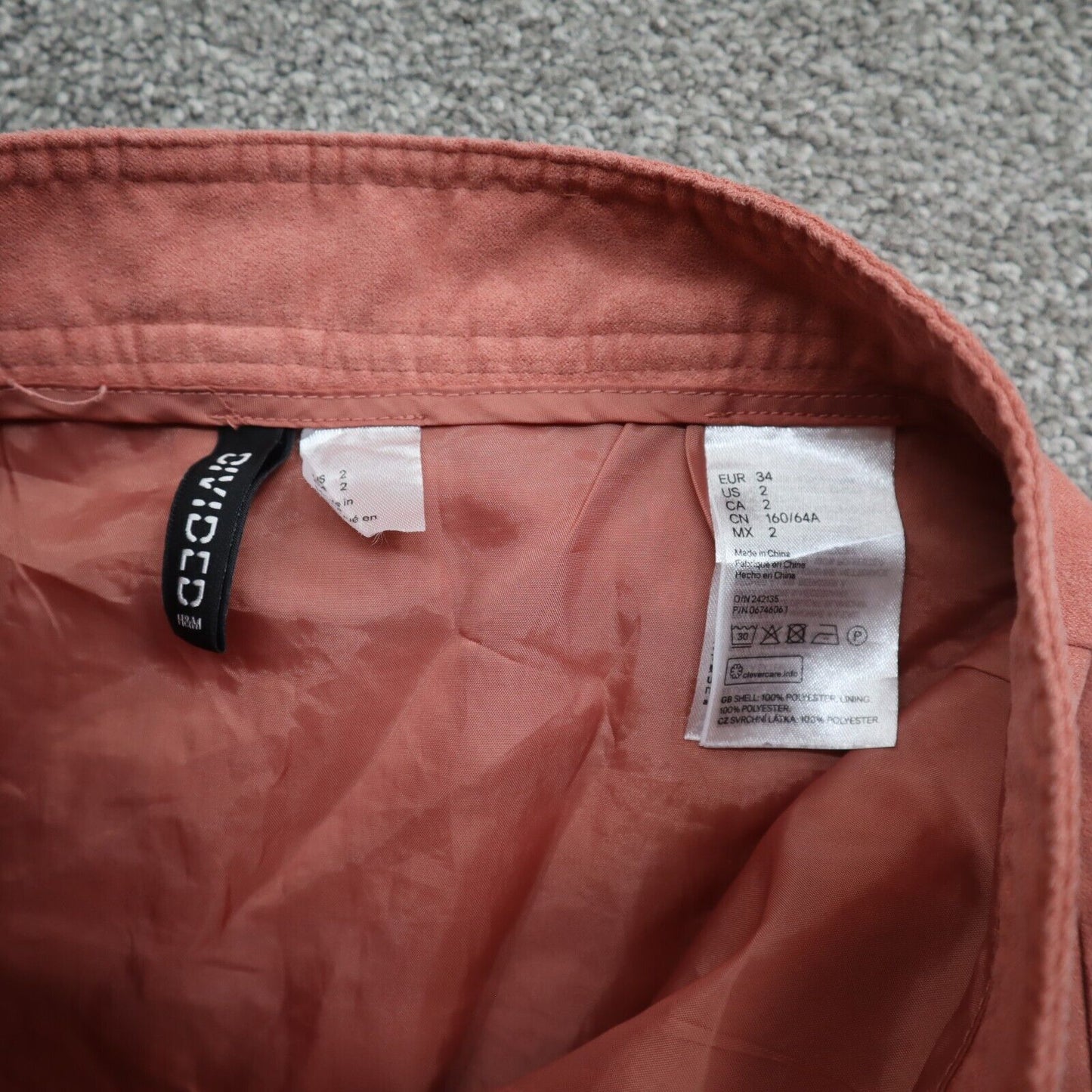 H&M Womens Super Stretch A Line Mini Skirts Mid Rise Snap Button Coral Size 2