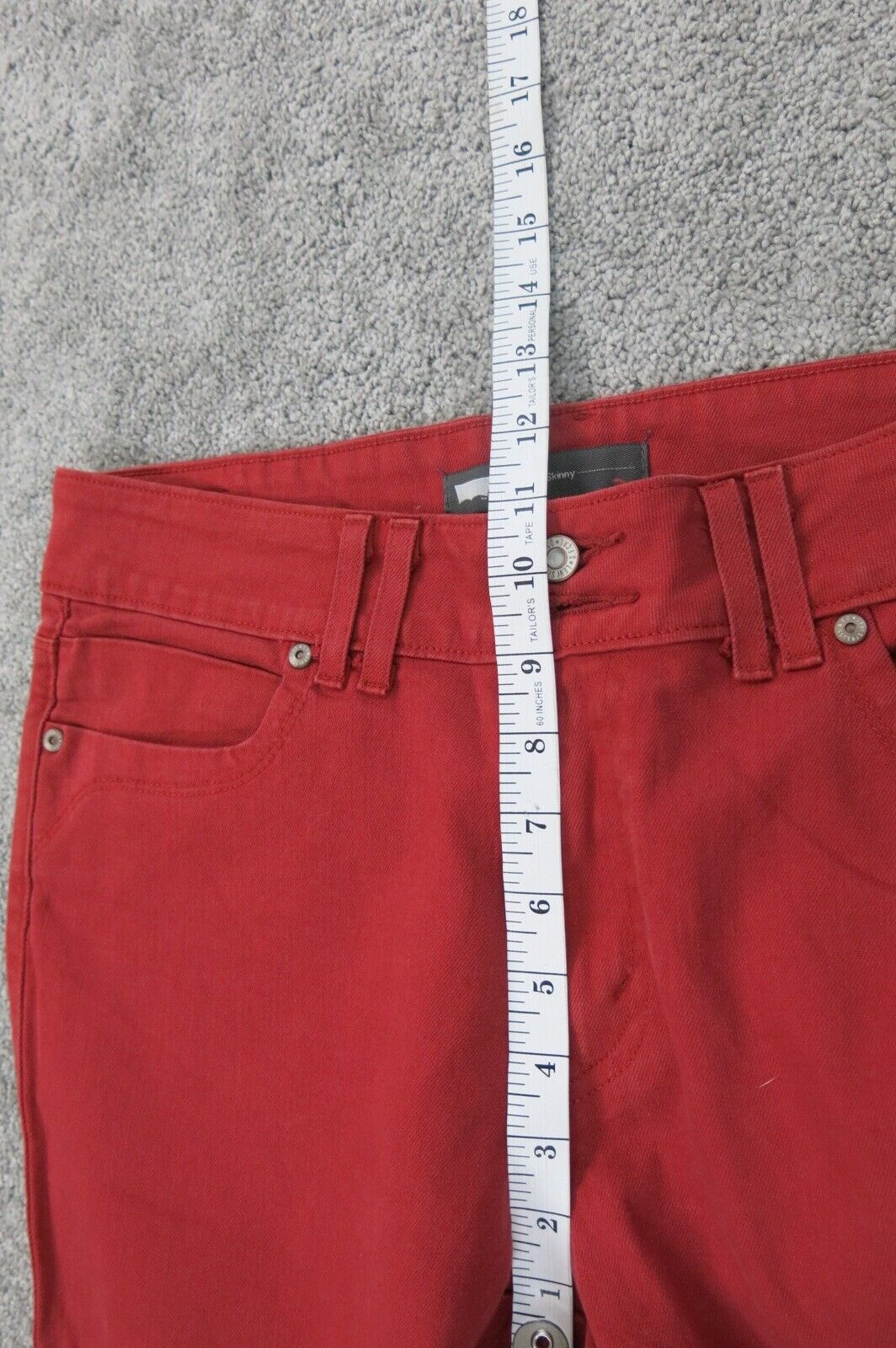 Levis Womens Slim Straight Leg Jeans Pant Stretch Denim Cotton Mid Rise Red 14 M