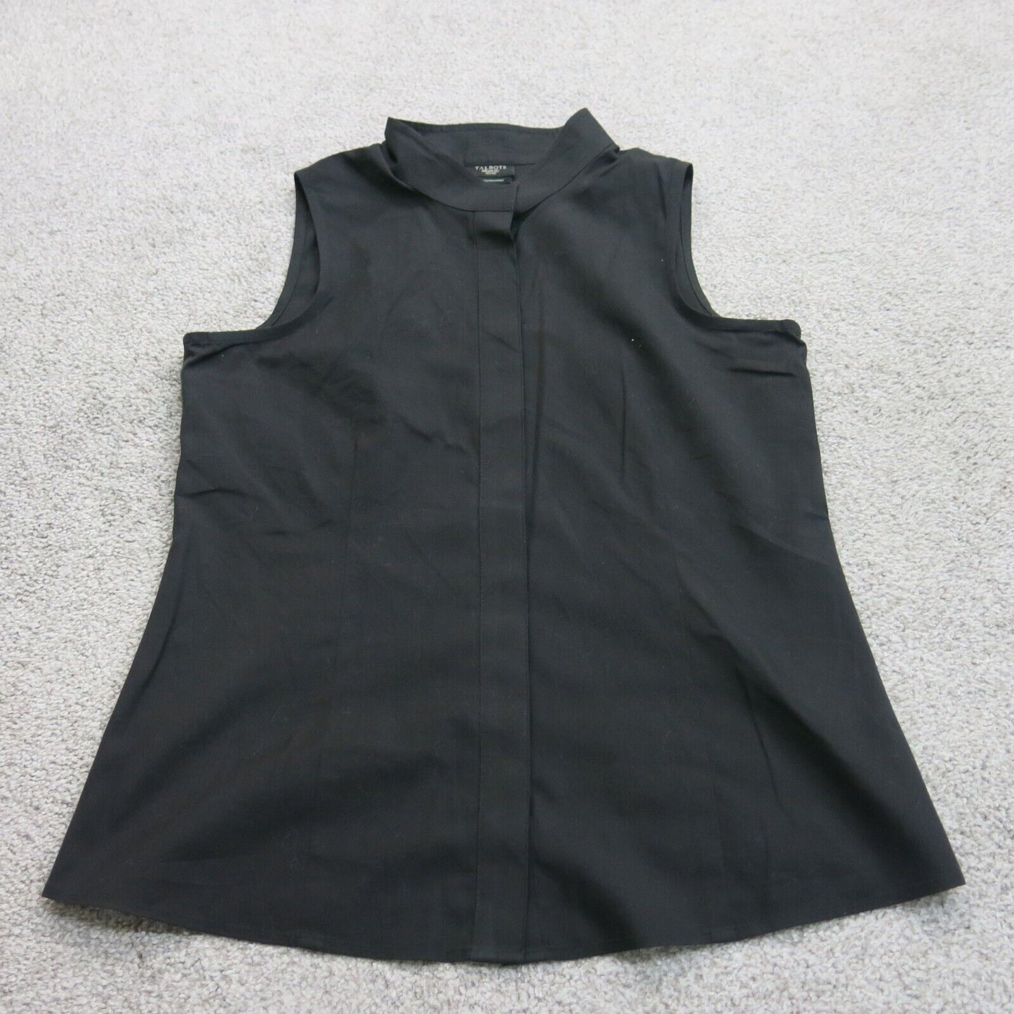 Talbots Womens Wrinkle Resistant Button Up Shirt Top Sleeveless Black Size 4P