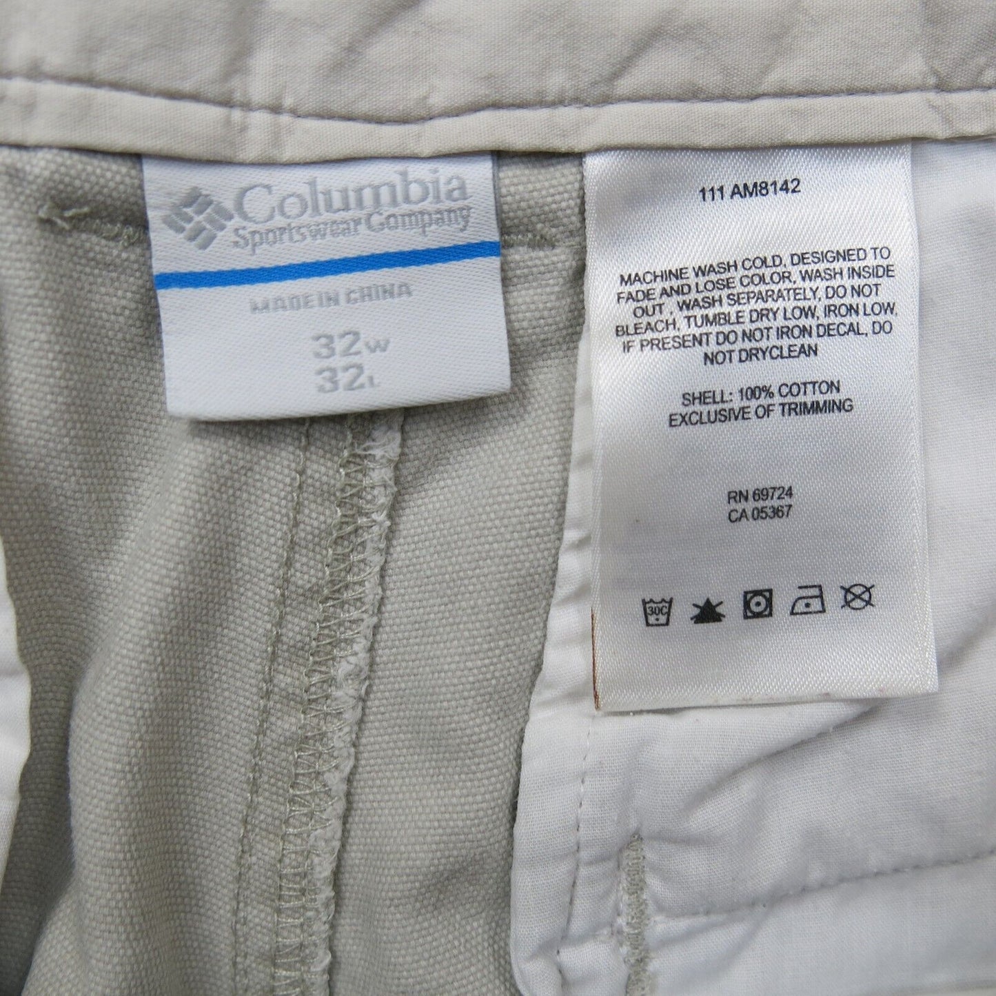 Columbia Mens Cargo Pants 100% Cotton Mid Rise Outdoor Light Gray Size W32XL32