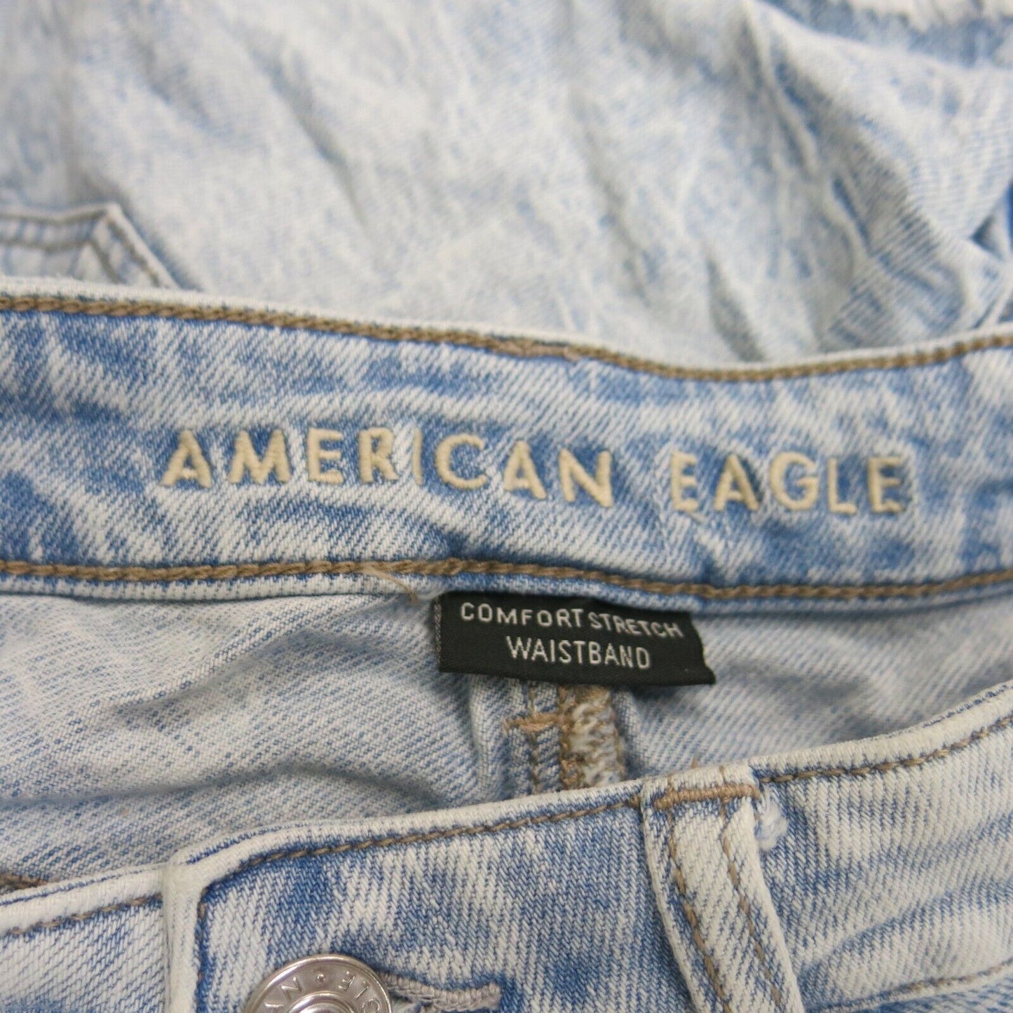 American Eagle Womens Cut Off Jeans Shorts Mid Rise Comfort Stretch Blue Size 4