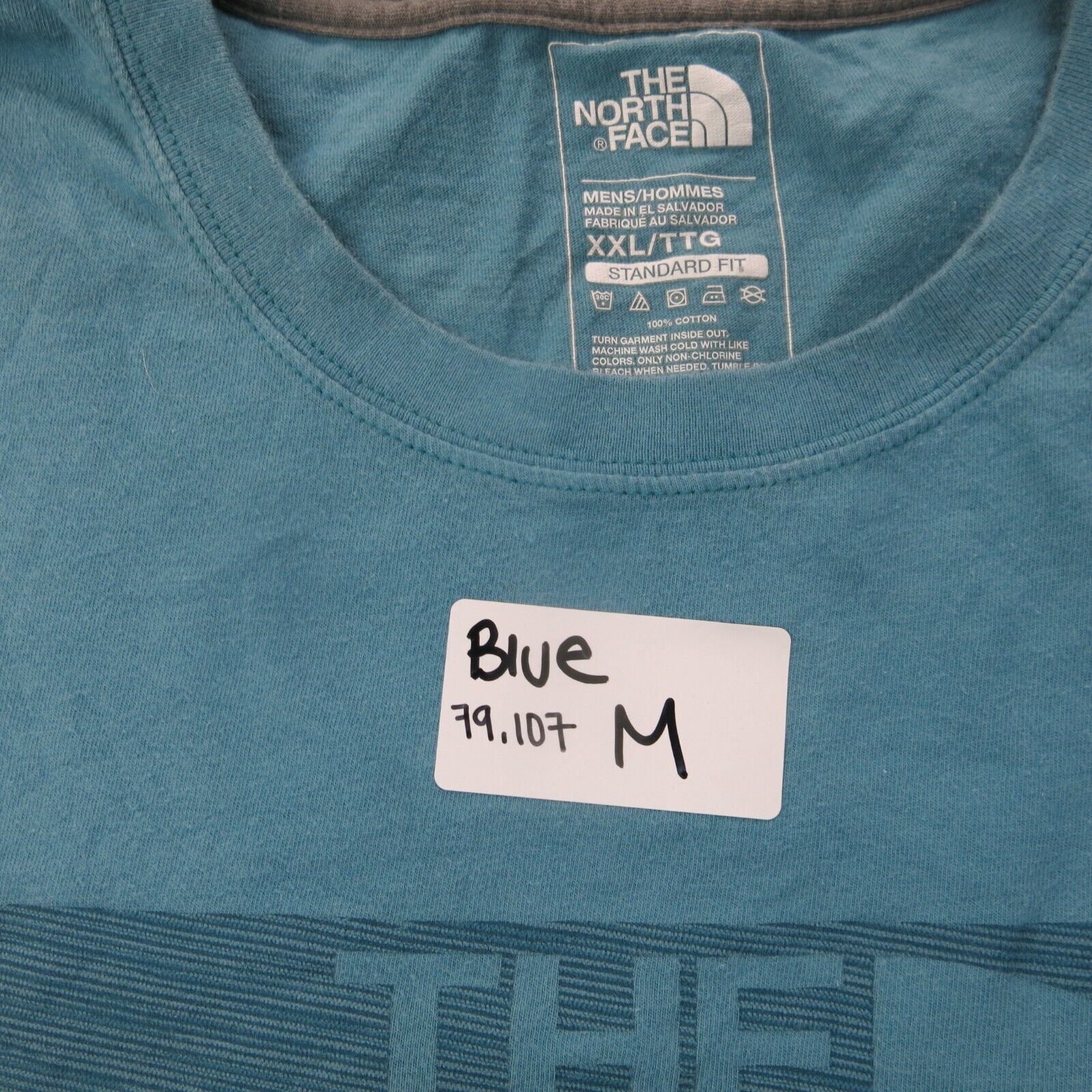 North Face Shirt Mens XXL Blue Crew Neck Tee Short Sleeve Standard Fit