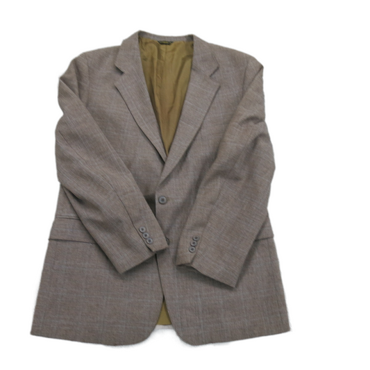 Vintage Mens Blazer Coat Single Breasted Long Sleeves Pockets Brown Size 46R
