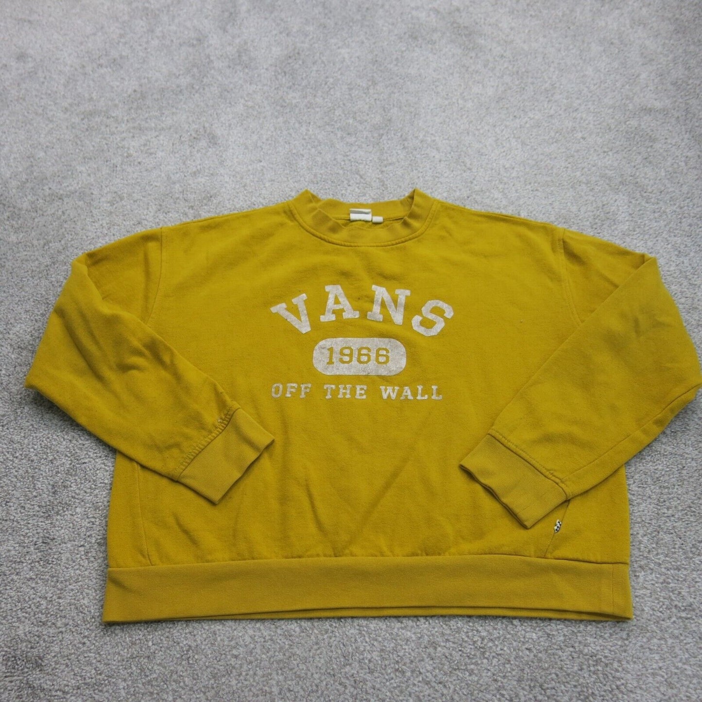 Vans Women Graphic Crew Neck Sweatshirt Pullover Long Sleeves Yellow Size Medium