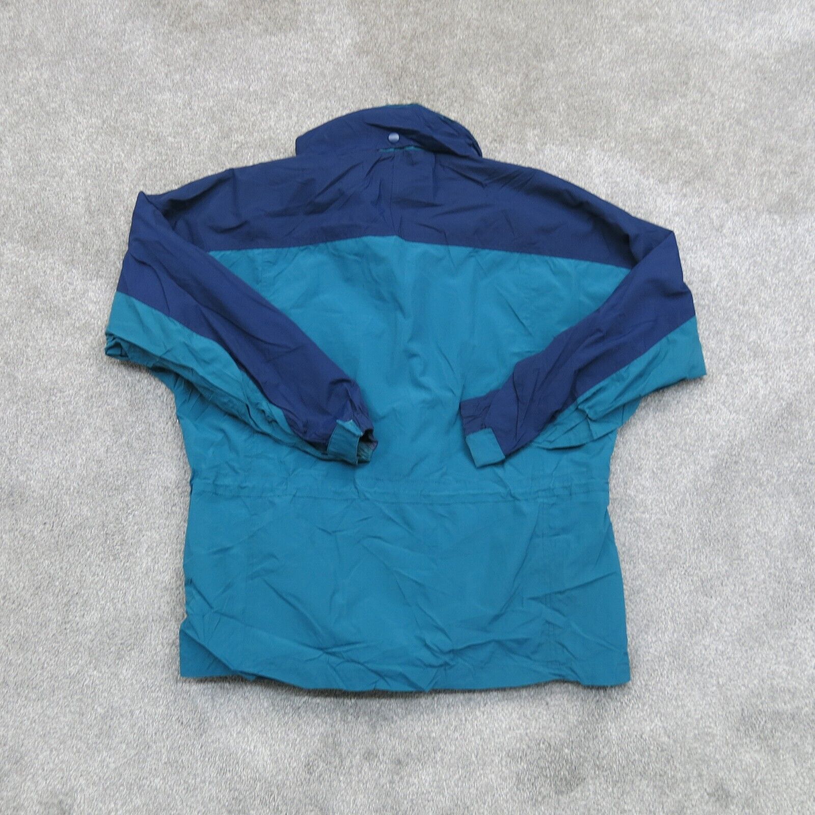 Lands End Mens Windbreaker Jacket Full Zip Long Sleeve Mock Neck Blue Size Large