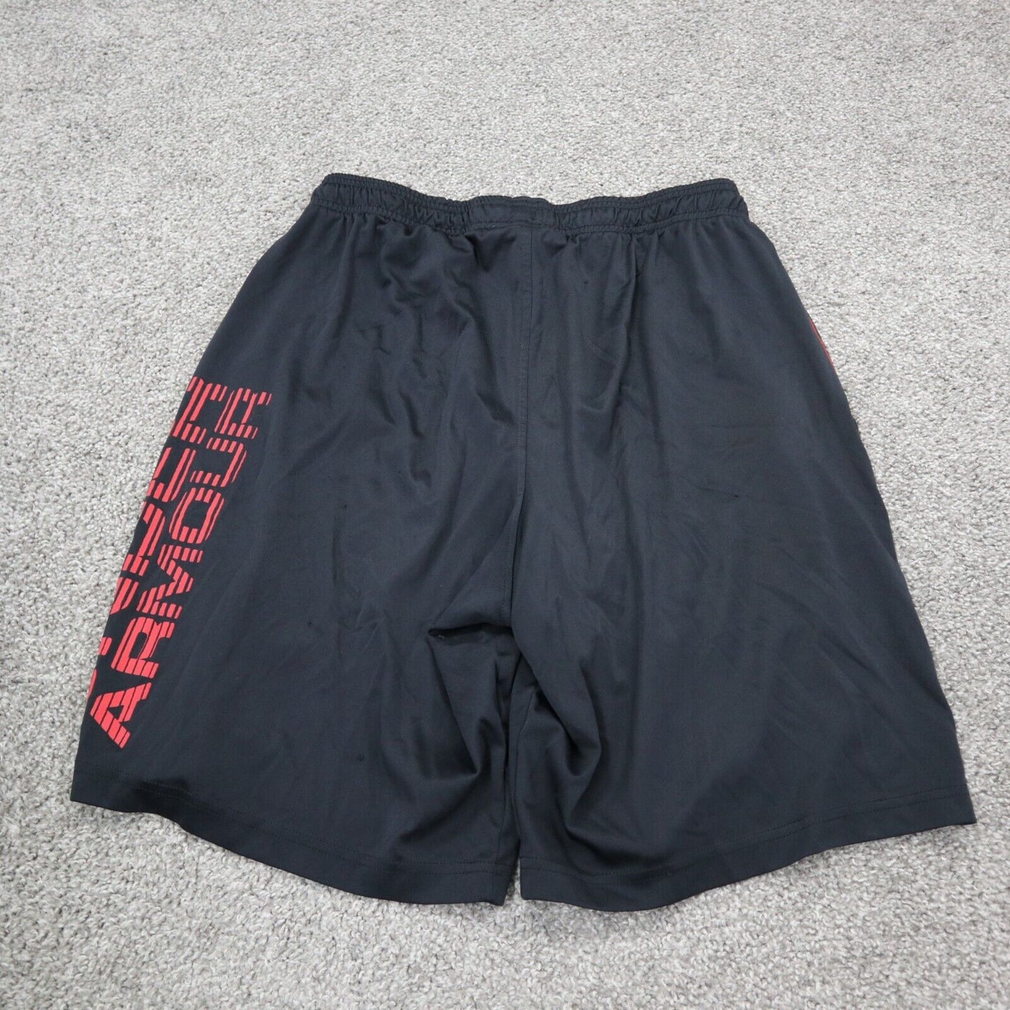 Under Armour Mens Athletic Shorts Loose Fit Elastic Waist Logo Black Size MD