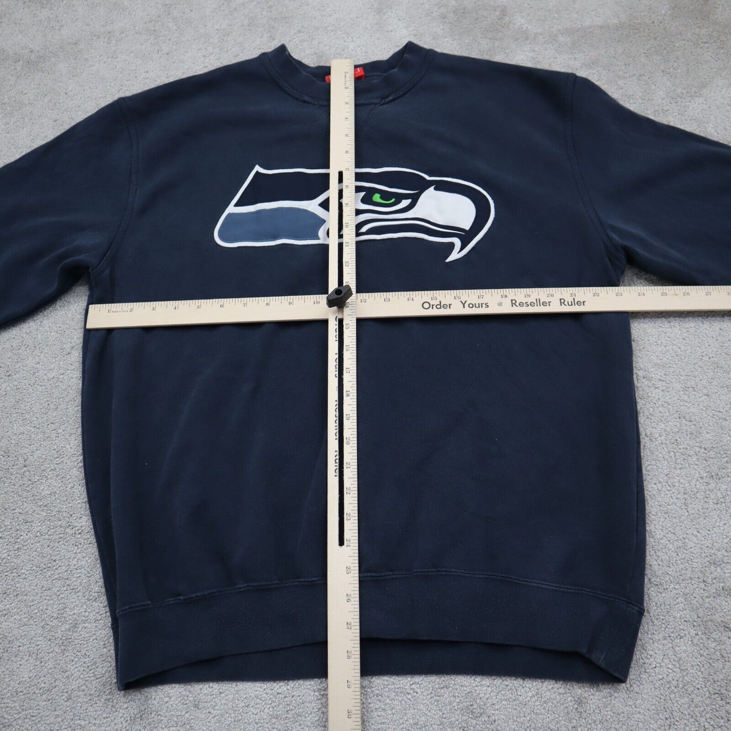 NFL Mens Seattle Seahawks Pullover Knitted Sweater Long Sleeve Navy Blue Size XL