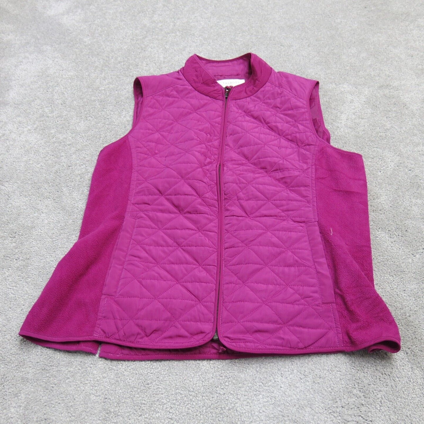 Talbots Womens Full Zip Up Vest Jacket Sleeveless Mock Neck Pink Size Medium