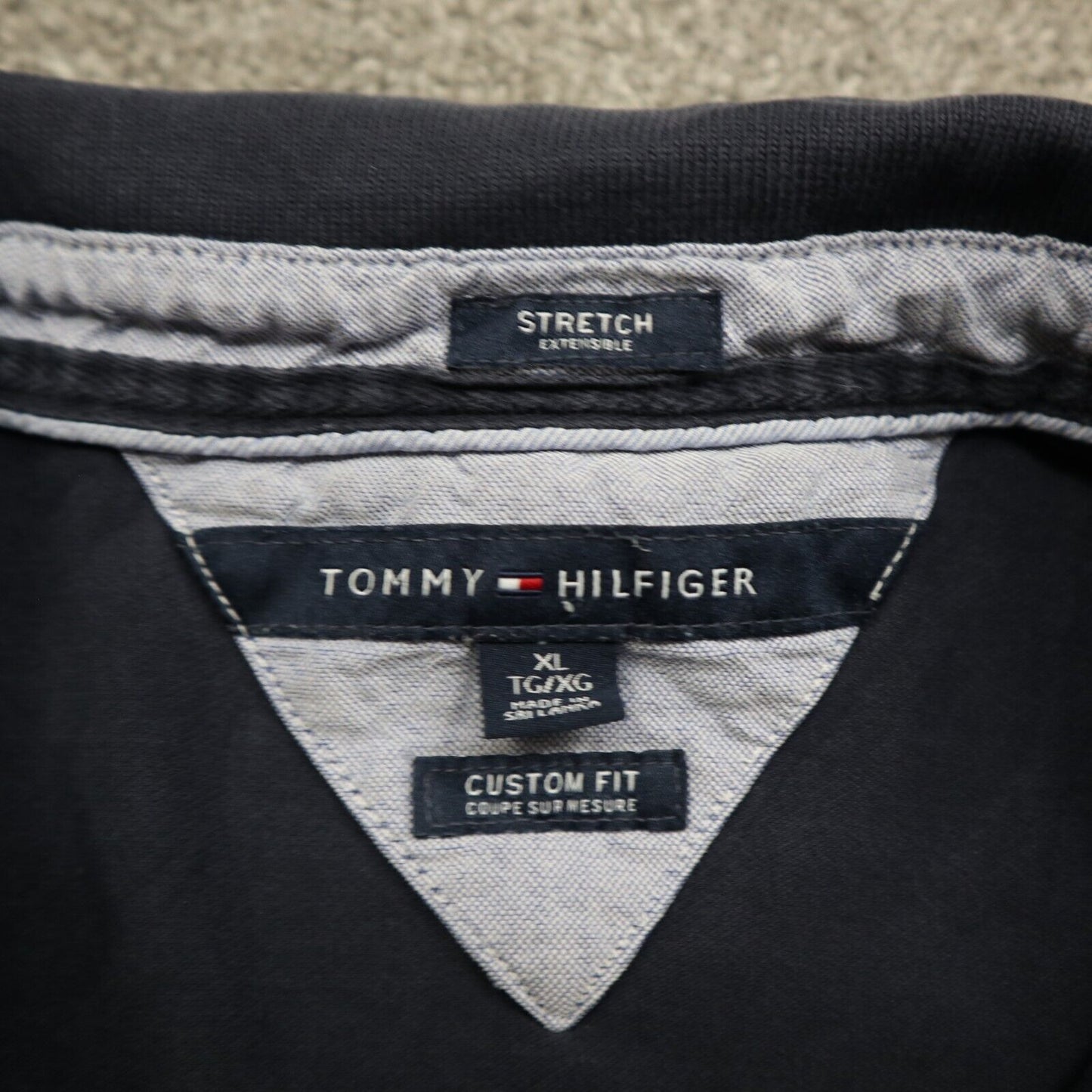 Tommy Hilfiger Mens Polo Shirt Short Sleeve Custom Fit  Stretch Navy Blue SZ XL