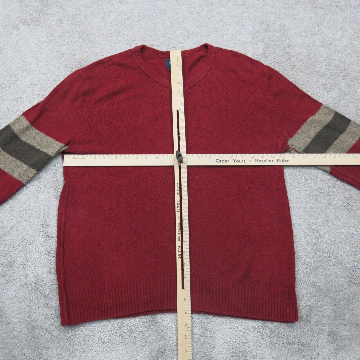 GAP Mens Knitted Pullover Sweater Long Sleeves V Neck Cotton Red Size Large