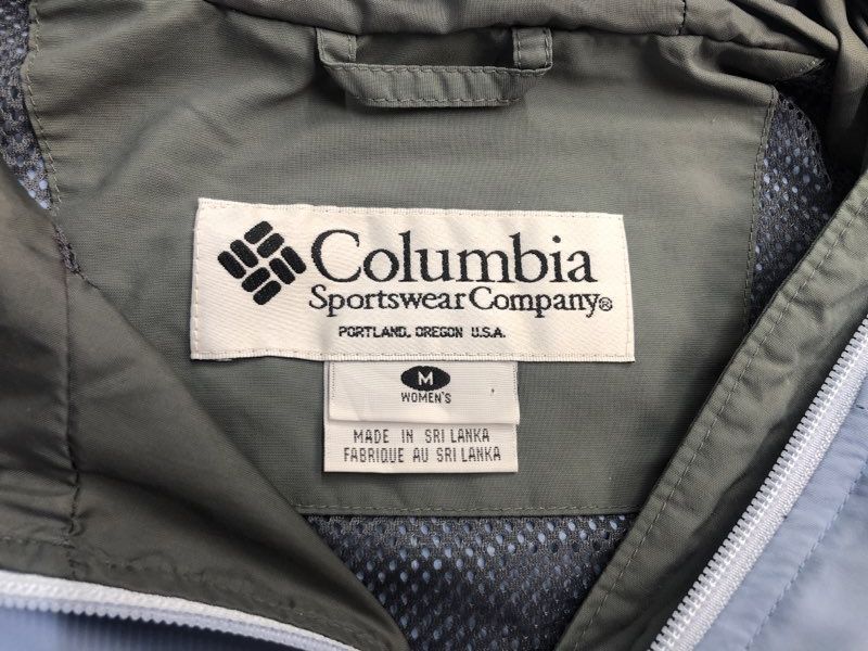 Columbia Sportswear Jacket Womens Medium White Blue Windbreaker Hooded Goodfair