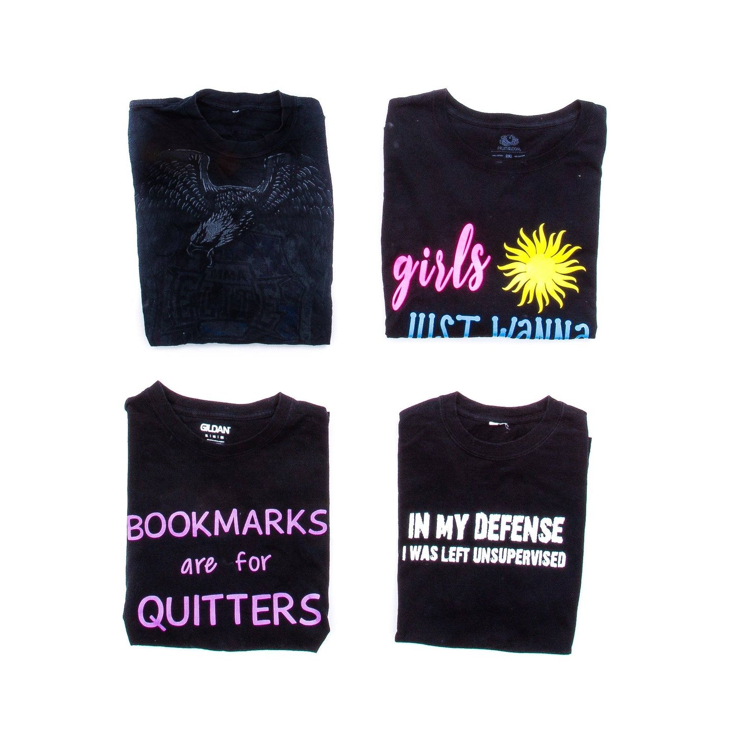 Preloved Printed Black T-Shirts | Set of 4 T-Shirts Goodfair 